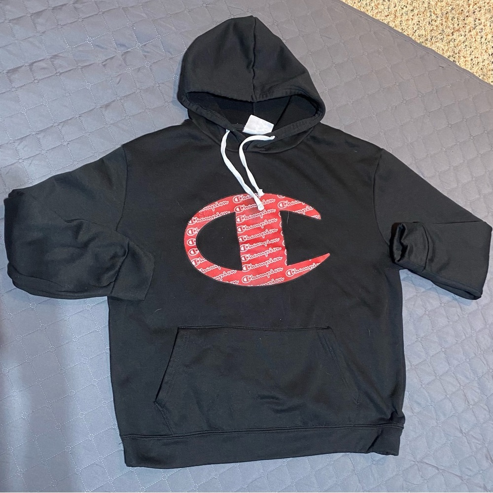 black and red champion hoodie